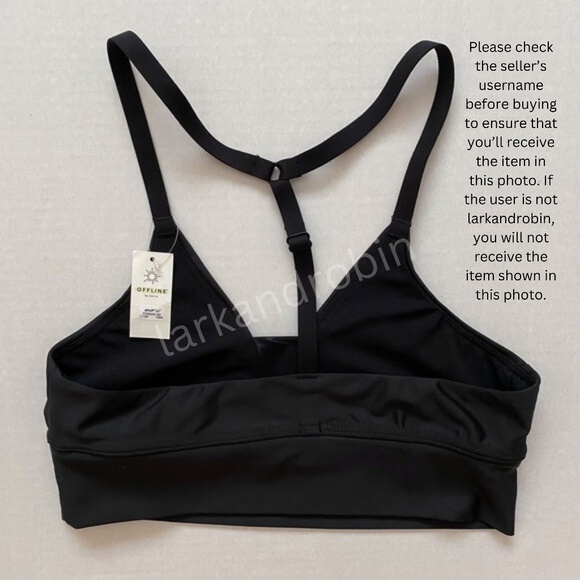 NEW Aerie Offline Shine Racerback Sports Bra Black Small - Picture 10 of 15